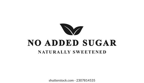 No added sugar label or No added sugar logo vector isolated in flat style. No added sugar label for product packaging design element. Simple No added sugar logo for packaging design element.