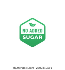 No added sugar label or No added sugar symbol vector isolated in flat style. No added sugar label for product packaging design element. Simple No added sugar symbol for packaging design element.