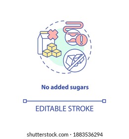 No added sugars concept icon. Healthy cooking ingredients types. Vegan meals. Sustainable diet idea thin line illustration. Vector isolated outline RGB color drawing. Editable stroke