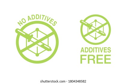 No additives sign - crossed out eyedropper with harmful preservatives liquid inside - isolated vector icon for healthy food and cosmetics products packaging 