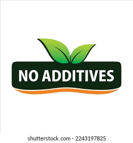 No additives sign for healthy natural food products label - vector isolated pictogram with plant leaf