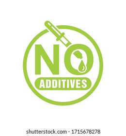 No additives stamp - crossed out eyedropper with harmful preservatives inside - isolated vector icon for healthy food and cosmetics products packaging 