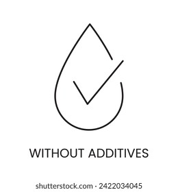 Icono vectorial de línea de agua sin aditivos con trazo editable para su colocación en el embalaje