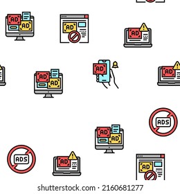 No Ads Advertise Free Vector Seamless Pattern Thin Line Illustration