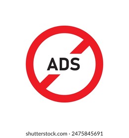 Diseño de íconos sin anuncios, aislado sobre fondo blanco, Ilustración vectorial