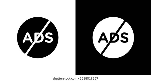 No ads icon Flat fill set collection