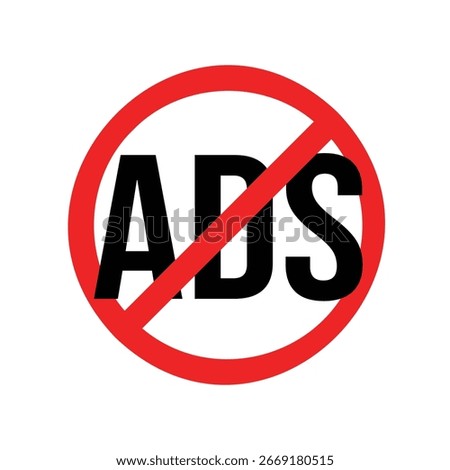 No ads icon. Remove advertisement logo for mobile applications and other. Ads free sign.