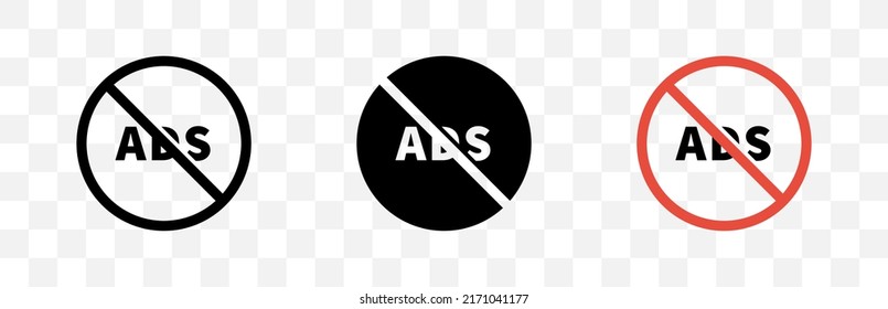 Keine Anzeige Symbol gesetzt. Vektorgrafik einzeln. Sammlung von Werbezeichen. EPS10.