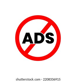 No Ads Icon Vector or No Ads Sign Vector On White Background. Block AD flat icon. You can be used block AD icon for several purposes. Prohibited advertising and promotion sign.