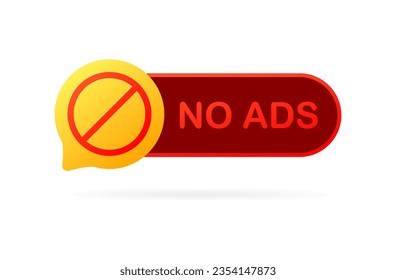 Sin notificación de anuncios. Plano, color, sin anuncios. Ilustración del vector