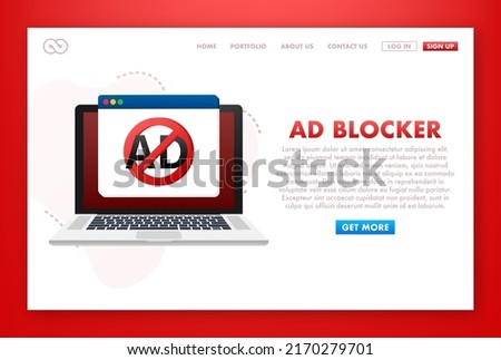 No ads for promotion design. Vector logo. Banner for concept design. Sale vector illustration. Internet technology. Internet advertisement