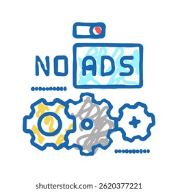 no ads setting doodle icon sketch vector. no ads setting sign. isolated symbol illustration