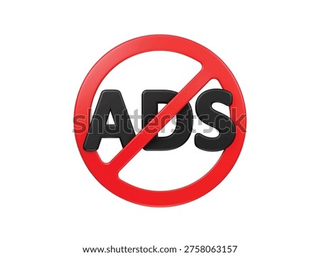 No ads sign icon 3D render illustration isolated