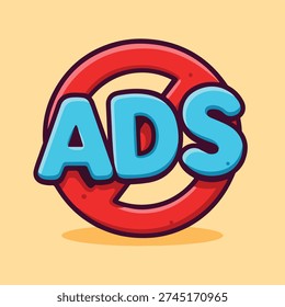 No Ads Warning Sign Cartoon Illustration