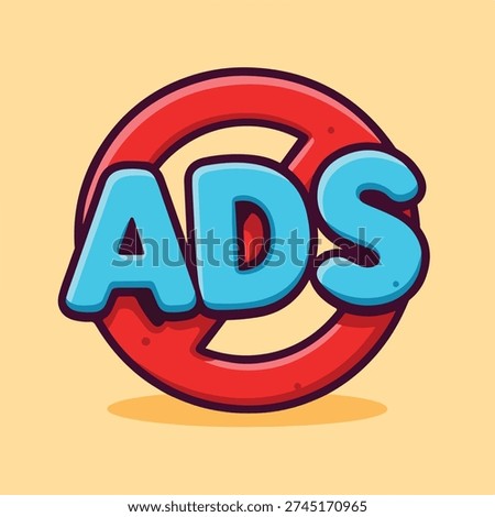 No Ads Warning Sign Cartoon Illustration