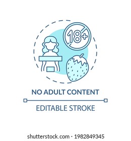 No adult content concept icon. Social media safety idea thin line illustration. Child protection from accessing adult websites. Vector isolated outline RGB color drawing. Editable stroke svg