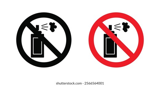 No aerosol spray signs in black and color style