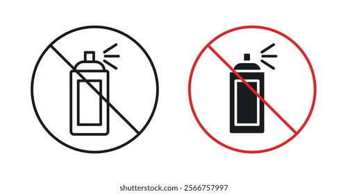 No aerosol spray signs in black outline, solid and colored style