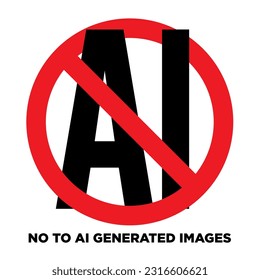 No to AI Artificial Intelligence Intelligent Generated Images Vector EPS PNG Transparent No Background Clip Art