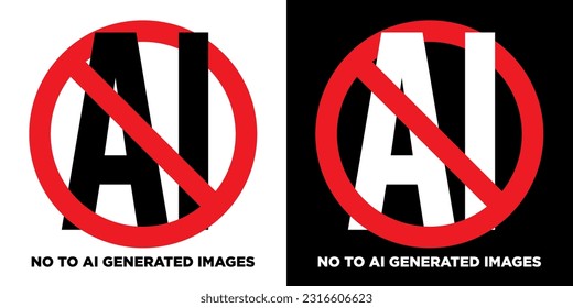 No to AI Artificial Intelligence Intelligent Generated Images Vector EPS PNG Transparent No Background Clip Art