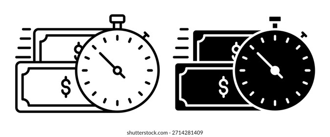 NO AI GEN. Linear icon. Time to make money. Simple vector isolated on white background