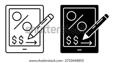 NO AI GEN. Linear icon. Electronic order for payment of bank interest on a debt obligation. Simple black and white vector isolated on white background