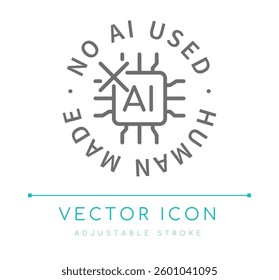 No AI Human Made Business Vector Icon, No Aritficial Intelligence Handmade Small Business Symbol, Artisan Product Logo