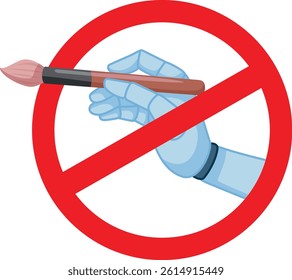
No AI Images Generated by Robots Vector Icon Symbol. Sign of protest against the generation and automation of art 

