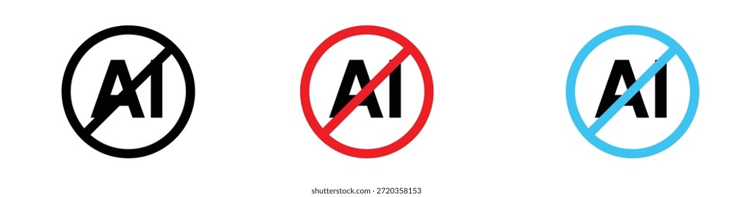 No AI sign icon vector. artificial intelligence prohibition symbol. vector illustration.