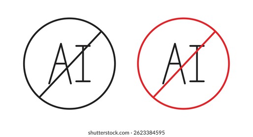 No ai sign icons for apps and website UI designs