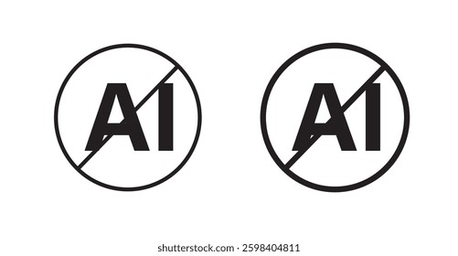 No ai sign vector icon set in black color.