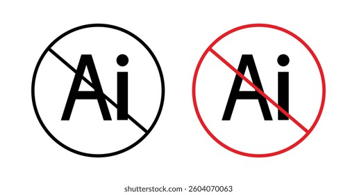 No ai sign vectors icons in black and white