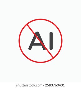 No ai signs set in flat solid black and white colors for ui ux designs