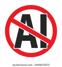 No AI symbol or no artificial intelligence sign in vector