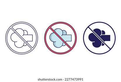 No Air Pollution line and solid vector icons