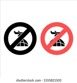 No airplane, business icon. Simple glyph, flat vector of Business ban, prohibition, embargo, interdict, forbiddance icons for UI and UX, website or mobile application