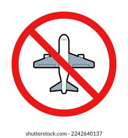 No Airplane Sign on White Background