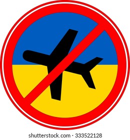 No Airplane sign. Plane symbol. Travel icon. Flight flat label. Red prohibition sign. Stop symbol.
