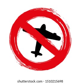 No airplane sign. Vector icon.