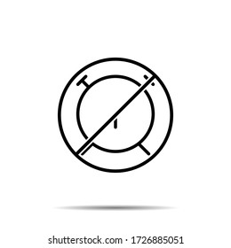 No alarm clock icon. Simple thin line, outline vector of time ban, prohibition, embargo, interdict, forbiddance icons for ui and ux, website or mobile application