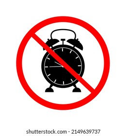 No alarm clock sign. Forbidden icon. Vector illustration.