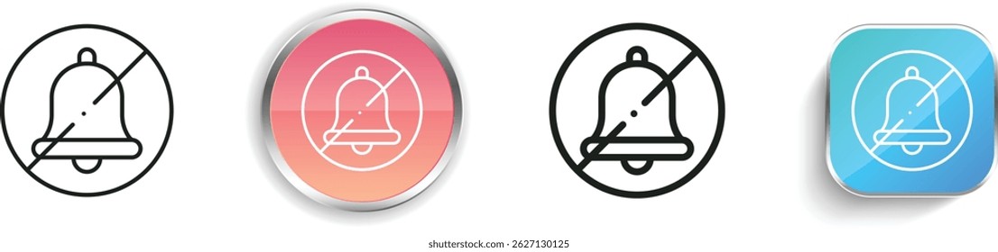 no alarm icon. Thin Linear, Regular and Button Style Design Isolated On White Background