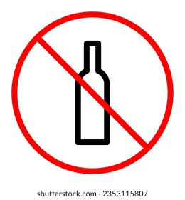 No alchohol outline icon. Vector graphics