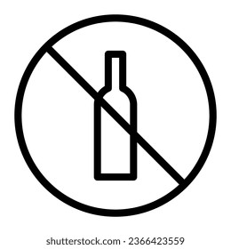 No alchohol outline icon. Vector graphics