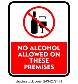 No Alcohol allowed on these premises, sign vector