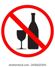 No alcohol allowed sign vector bottle and cup
