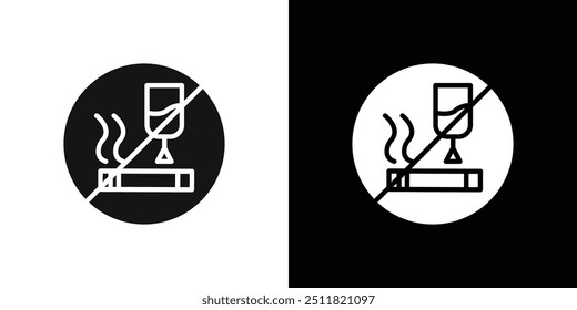 No hay ícono de alcohol y cigarrillos colección de conjunto de relleno plano