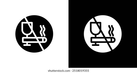 No alcohol and cigarettes icon Flat fill set collection