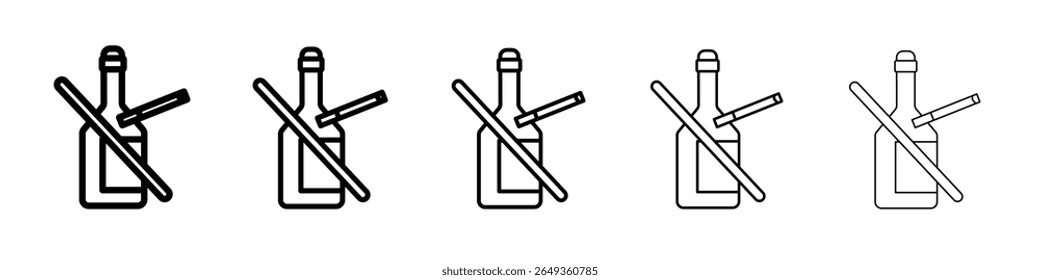 Sem ícone de álcool e cigarros Design plano em fundo isolado