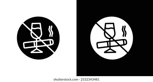 No alcohol and cigarettes icon linear logo isolated